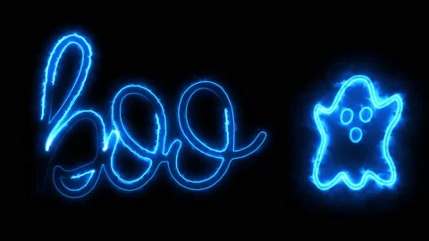 Neon text of BOO on Black Background Stock Footage 159324893
