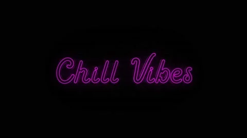 Neon text of Chill Vibes on Black Background. 4k Stock Footage 156134534