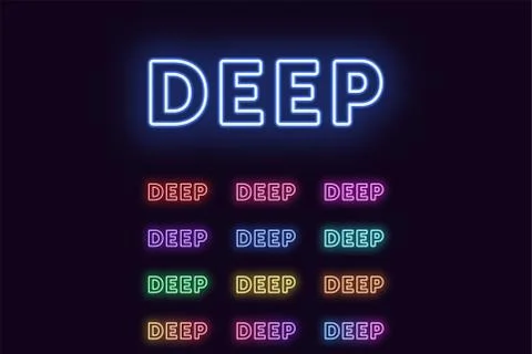 Neon text Deep, expressive Title, Deep word Ilustração Stock