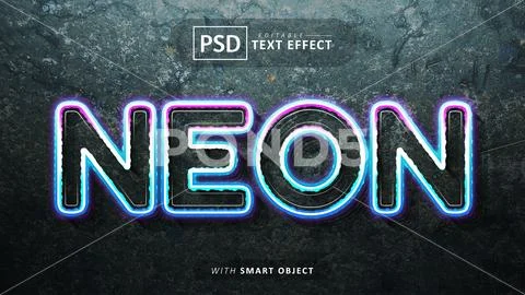 Neon text effect editable PSD 템플릿
