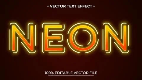 Neon text effect Text glows in the dark Stock Illustration