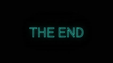 Neon Text Of The End On Black Background 