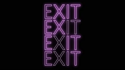 Neon text of "EXIT" blinked, flashed text animation. Stock Footage 134489312