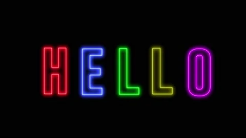 Neon text of "HELLO" colorful text animation. Stock Footage 139295569