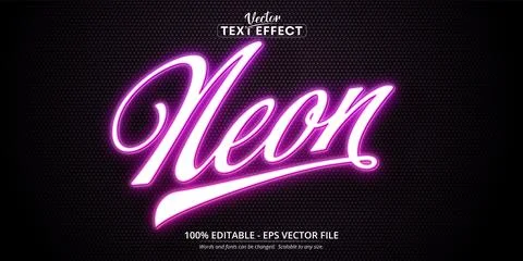 Neon text, neon style editable text effect Stock Illustration