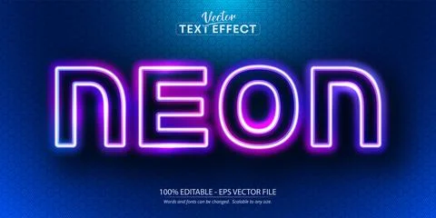 Neon text, neon style editable text effect Stock Illustration