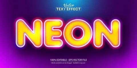 Neon text, neon style editable text effect Stock Illustration
