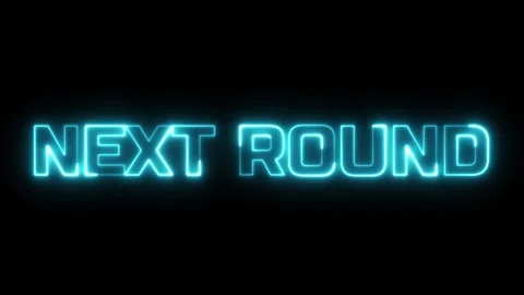 Neon Text Next Round Glowing Cyan Blue Vidéo 316288183