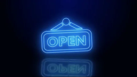 Neon text open animation Video stock 196203461