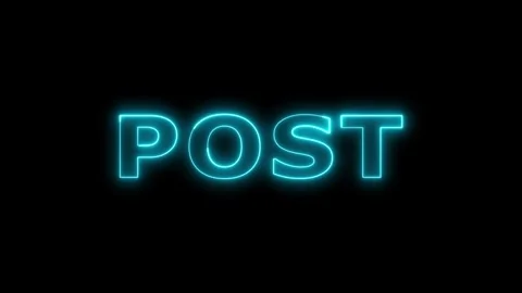 Neon text post appears on black background motion. 库存影片 332533751