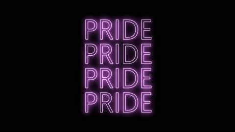 Neon text of "PRIDE" blinked, flashed text animation. Stock Footage 134532605