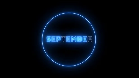 Neon text of "SEPTEMBER". Month of December, glowing neon led light.  Stock Footage 121883553