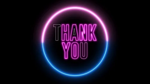 Neon text of "THANK YOU" inside neon, led swirling round Stock Footage 114014454