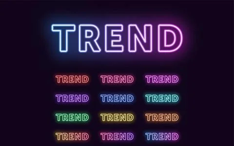 Neon text Trend, expressive Title, word Trend Illustrazione stock