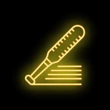 Neon thermometer icon taking temperature of stack of paper with high fever Stock Illustration