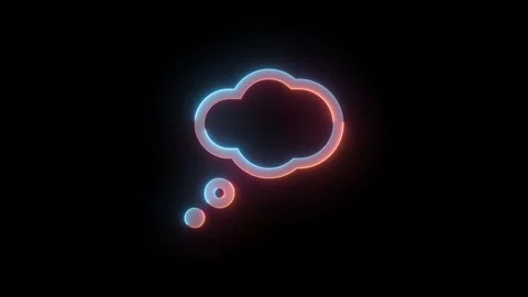 Neon thought bubble icon brown cyan color glowing animation black background Stock Footage 269721550