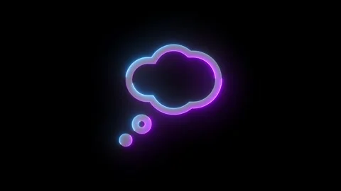 Neon thought bubble icon cyan purple color glowing animation black background Stock Footage 269721559