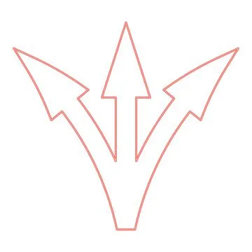 Neon three way direction arrow red color vector illustration flat style image Stock Illustration