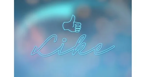 Neon thumbs-up and cursive Like pulsing from subtle glow fluctuations, drawing 動画素材 326973913