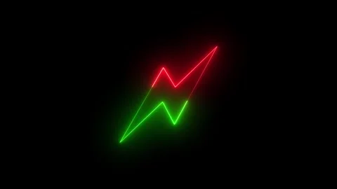 Neon Thunderbolt icon green red color animation black background Stock Footage 265399993