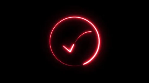 Neon tick mark icon animation glowing neon check mark. Stock Footage 297086239