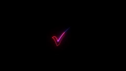 Neon tick mark icon animation .glowing neon sign. Stock Footage 301704445