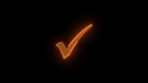 Neon tick mark icon glowing neon brown color animation black background Stock Footage 274767573