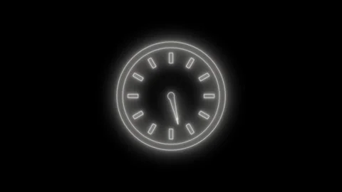Neon Time Limit Countdown Animation Featuring Analog Clock Design Stock Footage 337022767