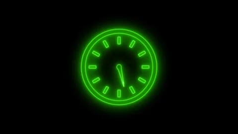 Neon Time Limit Countdown Animation Featuring Analog Clock Design Stock Footage 337022809