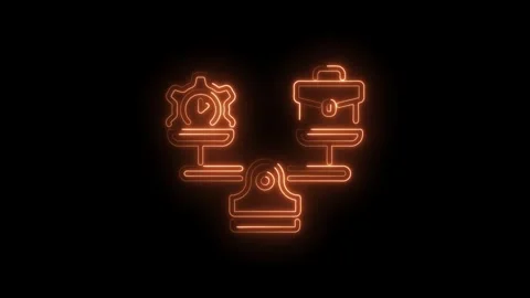 Neon time management balance between work and efficiency productivity glowing Stock Footage 330773475