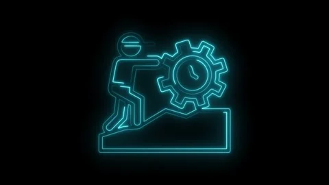Neon time management process improvement efficiency concept on black backgr.. Stock Footage 309911353