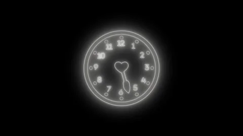 Neon Time Running Out Analog Clock Animation for Deadline and Urgency Concept Stock Footage 337018368