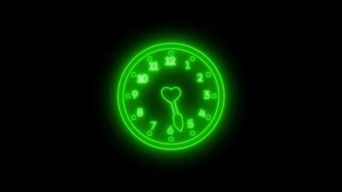 Neon Time Running Out Analog Clock Animation for Deadline and Urgency Concept Stock Footage 337018506