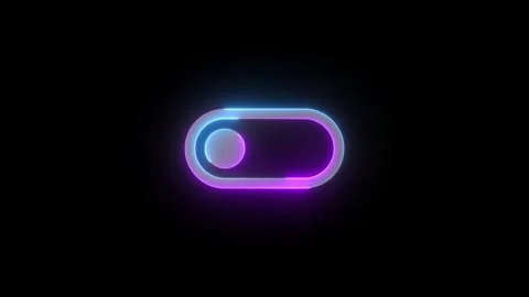 Neon toggle left icon cyan purple color glowing animation black background Stock Footage 270784194