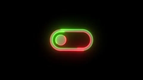 Neon toggle left icon green red color glowing animation black background Stock Footage 270784215
