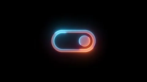 Neon toggle right icon brown cyan color glowing animation black background Stock Footage 270784231