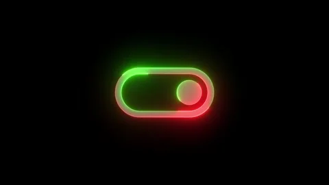 Neon toggle right icon green red color glowing animation black background Stock Footage 270784217