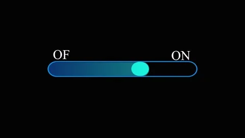 Neon Toggle Switch with ON and OF Labels slider control. Interactive neon s.. Stock Footage 321590766