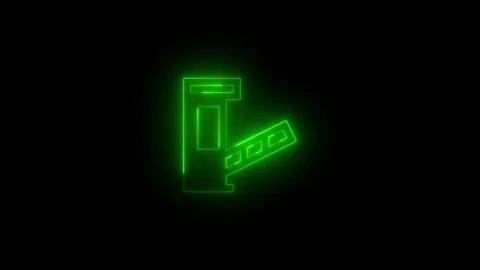 Neon toll solid icon glowing black background animation Stock Footage 289740158