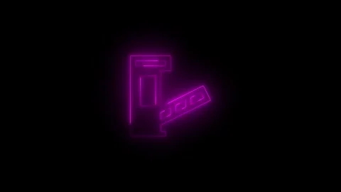 Neon toll solid icon glowing black background animation Video stock 289740164