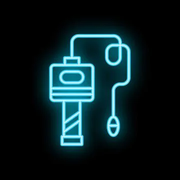 Neon tonometer measuring eye pressure icon glowing on dark background Stock Illustration