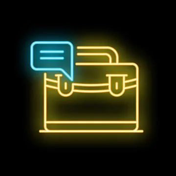 Neon tool box with chat bubble showing online support concept Stock Illustration