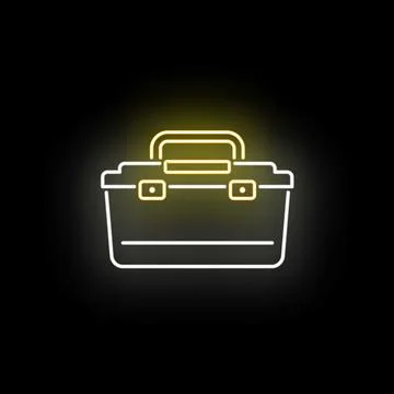 Neon toolbox glowing white and yellow line Stock Illustration