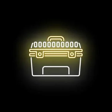 Neon toolbox icon representing repair and maintenance work Stock Illustration