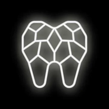 Neon tooth shining in the dark with geometric pattern 스톡 일러스트