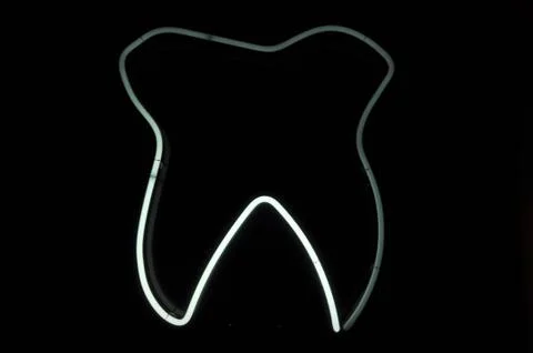 Neon tooth sign Stock Illustration