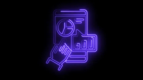 Neon touchscreen data analytics display showing pie chart and bar graph on .. 動画素材 309916301