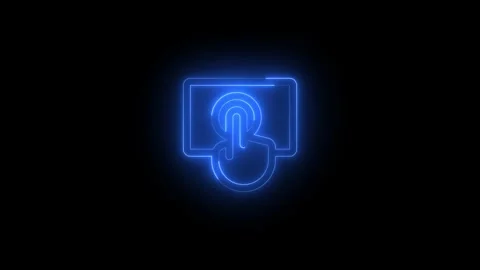 Neon touchscreen icon glowing black background animation Stock Footage 289740285