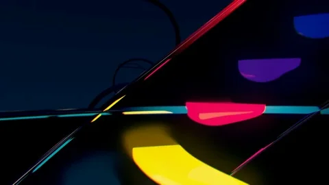 Neon tower with growing multicolor steps scrolling endlessly Stock Footage 69931135