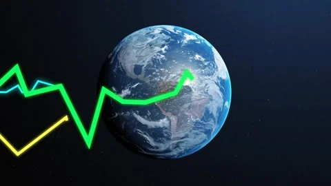 Neon traces entering from left, three jagged lines tracing globe, visualizing Stock Footage 320916260